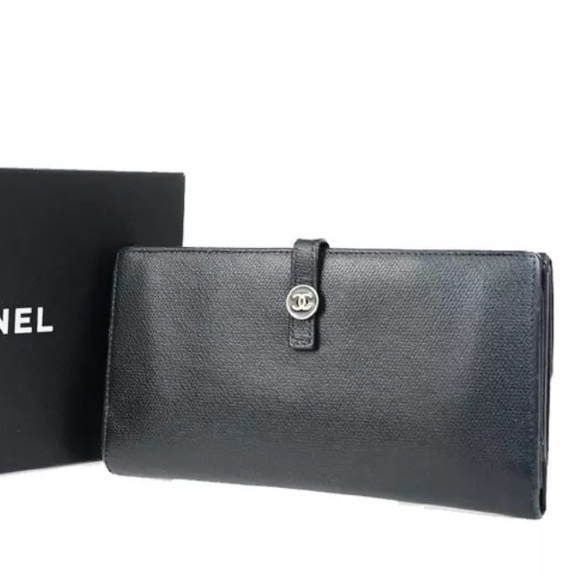 CHANEL Caviar Leather CoCo Button Snap/Flap Wallet - Picture 1 of 15